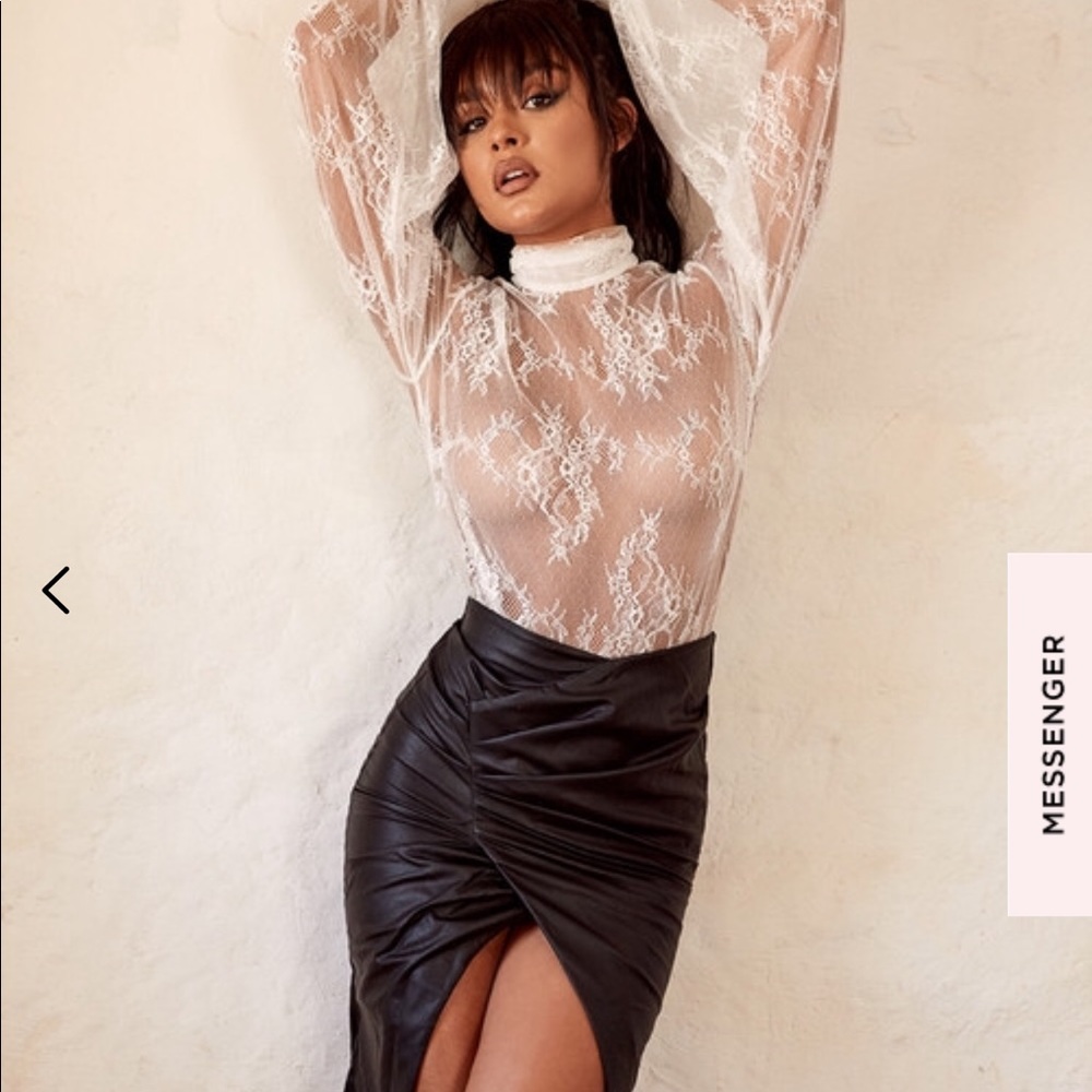 Black Vegan Leather Ruched Wrapped Skirt